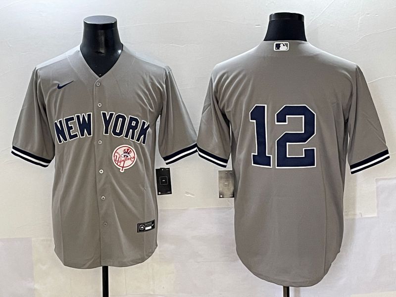 Men 2025 New York Yankees #12 No Name Grey Game Nike MLB Jersey style 18->new york yankees->MLB Jersey